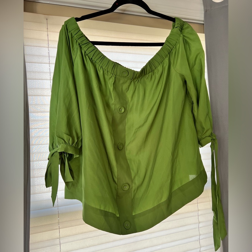 Emerald Green off-shoulder top- Large